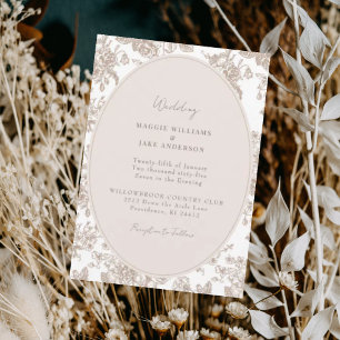 Cream Chinoiserie Elegant Wedding Invitation