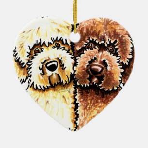 Cream Chocolate Labradoodles Ceramic Tree Decoration