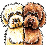 Cream Chocolate Labradoodles Photo Sculpture Magnet<br><div class="desc">Hand drawn ink and pencil illustration of cream and chocolate Labradoodles by Off-Leash Art. Popular gift idea for lovers of this favourite breed.Click the orange "customise it!" button to add text or change the background colour.</div>