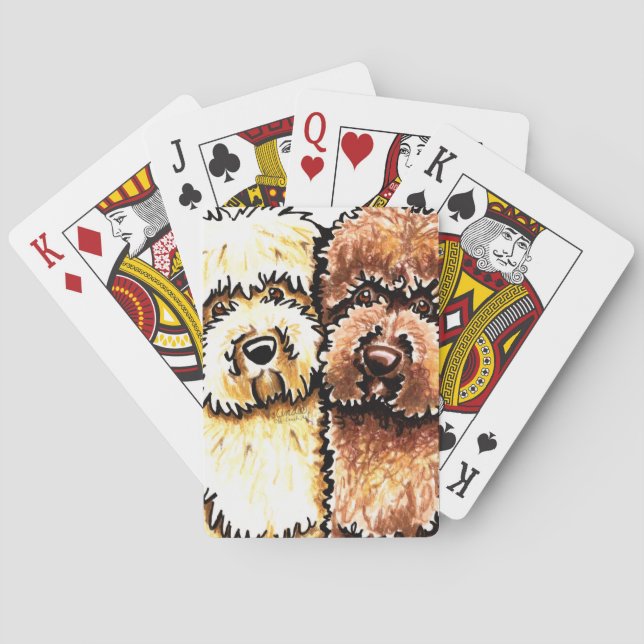 Cream Chocolate Labradoodles Playing Cards (Back)