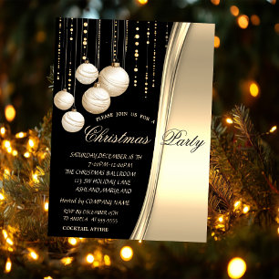 Cream Christmas Balls,Gold Corporated Party Invitation