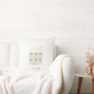Cream Christmas House Throw Cushion