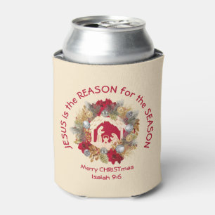 Cream Christmas JESUS IS THE REASON  Can Cooler