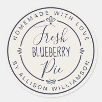 Cream Classic Homemade Blueberry Pie Label