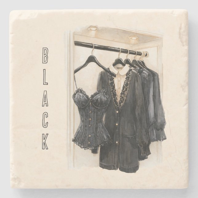 Cream Closet Black Corset Blouses Stone Coaster (Front)