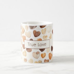 Cream Coffee Bean Hearts True Love Mug