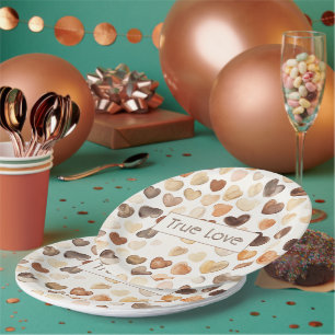Cream Coffee Bean Hearts True Love Paper Plate
