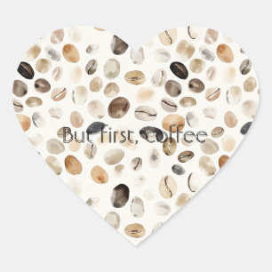 Cream Coffee Beans Heart Sticker