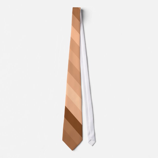 Cream, Coffee, Brown Colour Retro Stripes - Tie (Front)