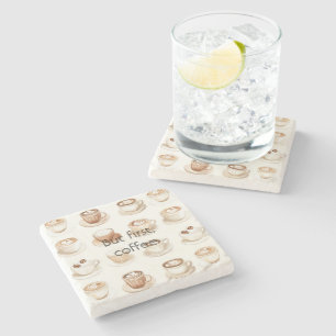 Cream Coffee Cups Stone Coaster