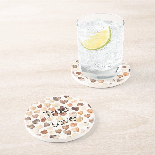 Cream Coffee Heart Beans   Coaster (Side)