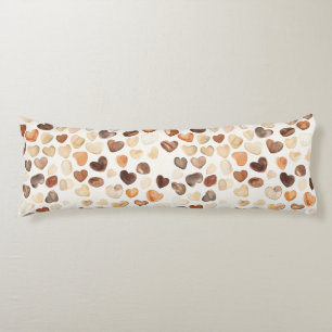 Cream Coffee Heart Beans Floral Body Cushion