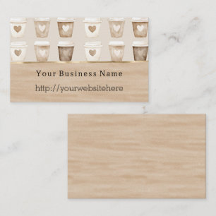 Cream Coffee Heart Cups Business name website Card