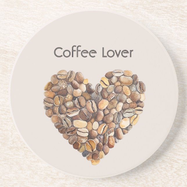 Cream Coffee Heart Cups Coaster (Front)