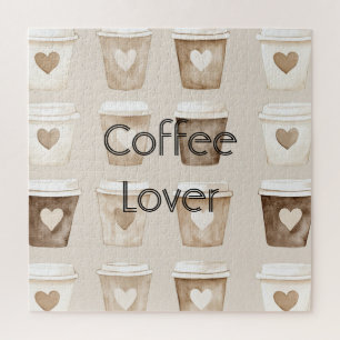 Cream Coffee Heart Cups Jigsaw Puzzle