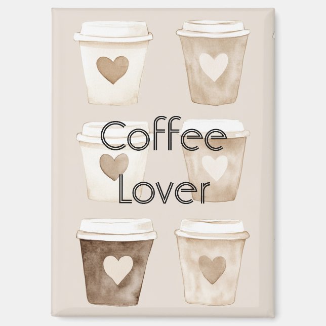 Cream Coffee Heart Cups Magnet (Front)
