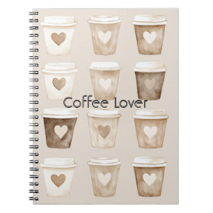 Cream Coffee Heart Cups Notebook