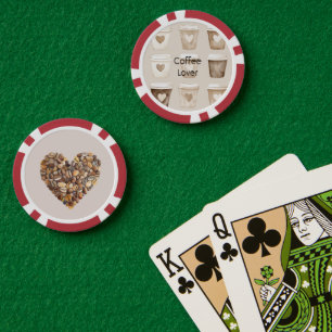 Cream Coffee Heart Cups Poker Chips