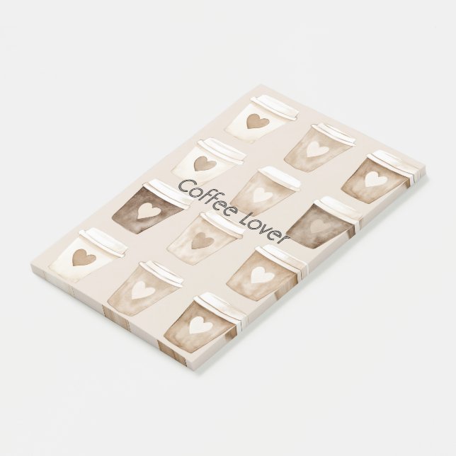 Cream Coffee Heart Cups Post-it Notes (Angled)