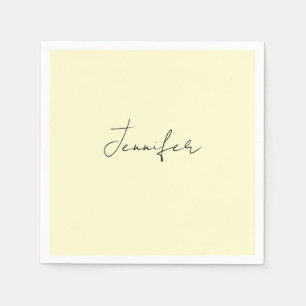 Cream color elegant modern minimalist plain name napkin
