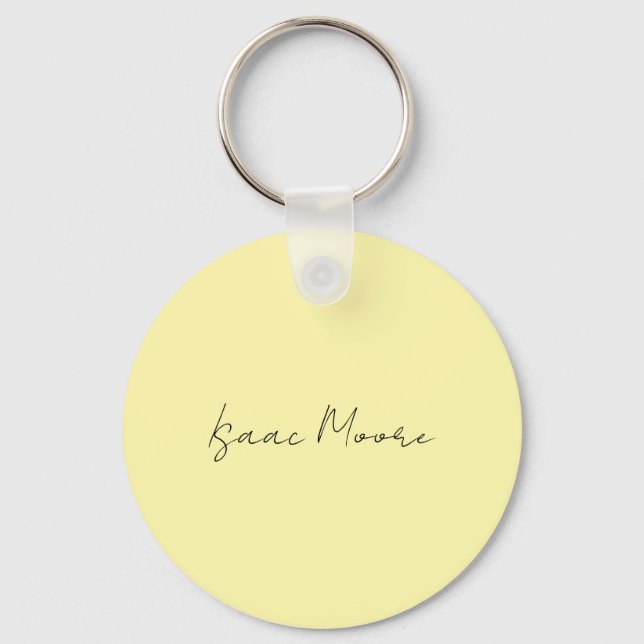 Cream Color Plain Elegant Script Calligraphy Name Key Ring (Front)