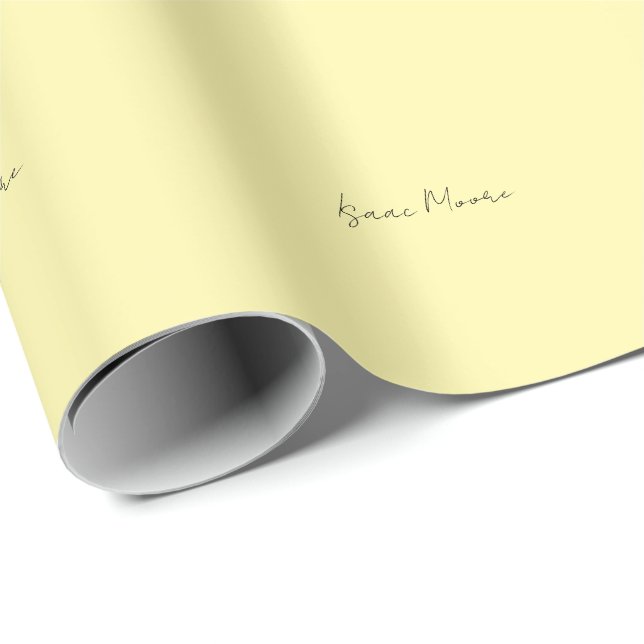 Cream Color Plain Elegant Script Calligraphy Name Wrapping Paper (Roll Corner)