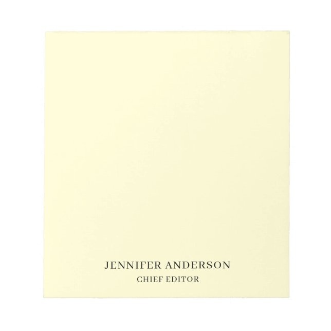 Cream Color Professional Modern Plain Minimalist Notepad (Front)