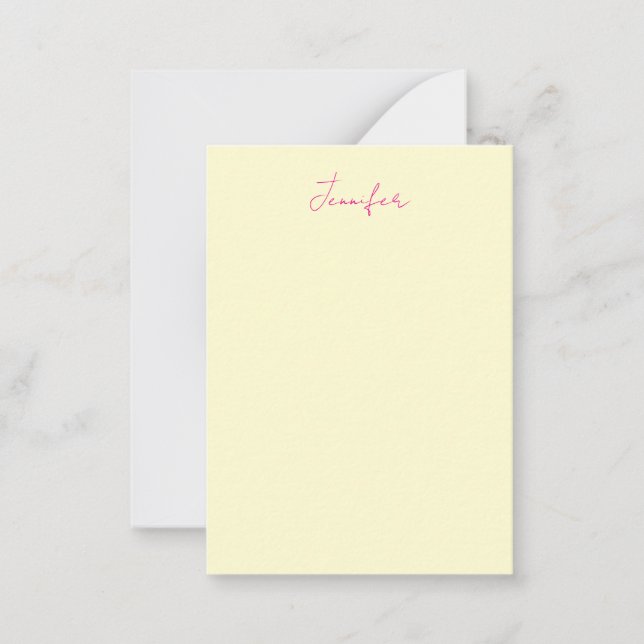 Cream colour elegant modern minimalist plain name card (Front)