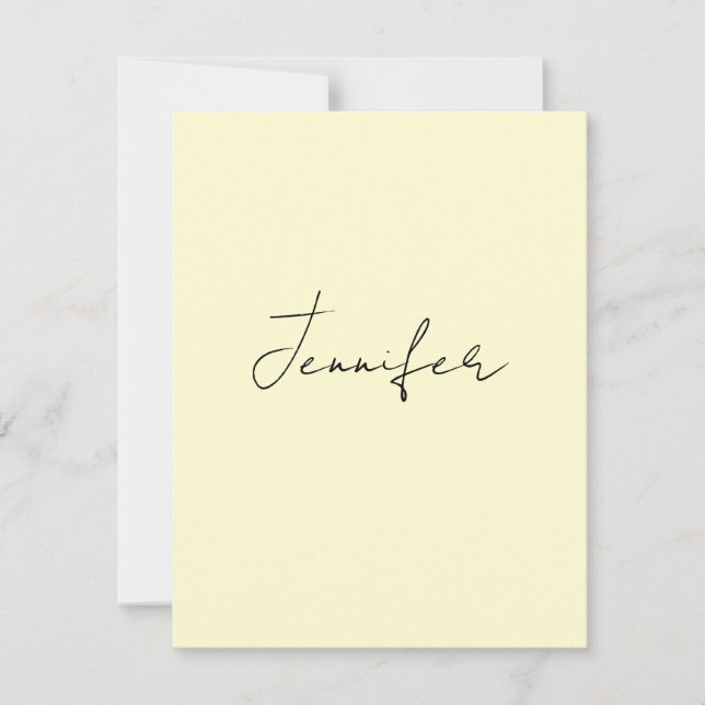 Cream colour elegant modern minimalist plain name card (Front)