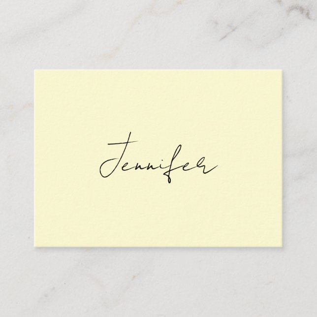 Cream colour elegant modern minimalist plain name enclosure card (Front)