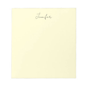Cream colour elegant modern minimalist plain name notepad