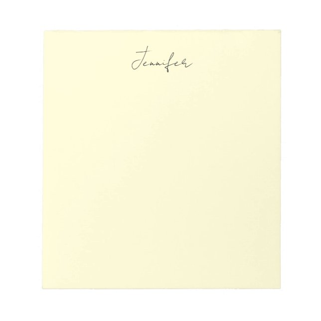 Cream colour elegant modern minimalist plain name notepad (Front)