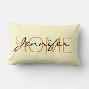 Cream colour home monogram lumbar cushion