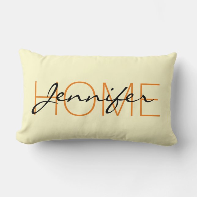 Cream colour home monogram lumbar cushion (Front)