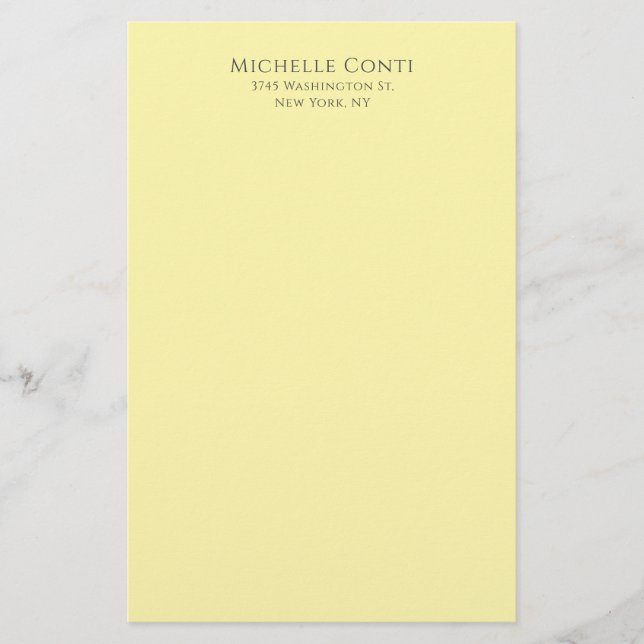 Cream Colour Minimalist Plain Elegant Modern  Stationery (Front)