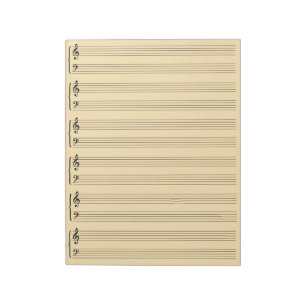 Cream Colour Music Sheet Paper Notepad