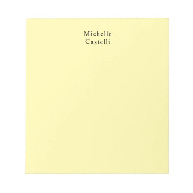 Cream Colour Professional Unique Classic Your Name Notepad (Front)