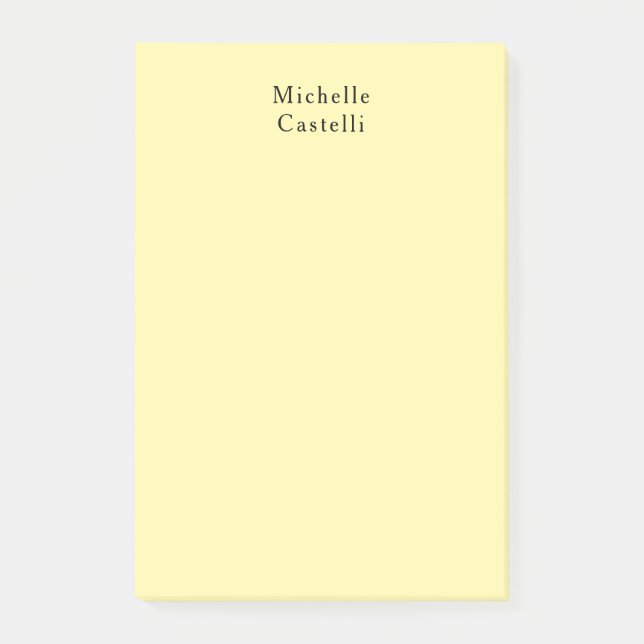 Cream Colour Professional Unique Classic Your Name Post-it Notes (Front)