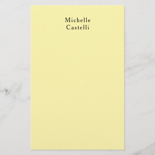 Cream Colour Professional Unique Classic Your Name Stationery (Front)