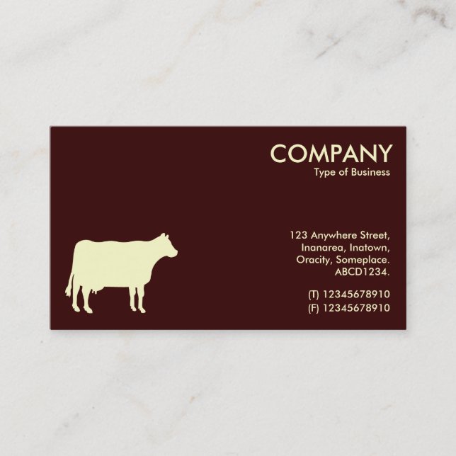 Cream Cow Symbol - Dark Brown 330000 Business Card (Front)