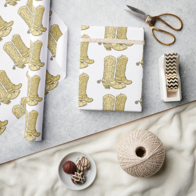 Cream Cowboy Boots Wrapping Paper (Crafts)