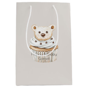 Cream Cupcake Bears Birthday Medium Gift Bag