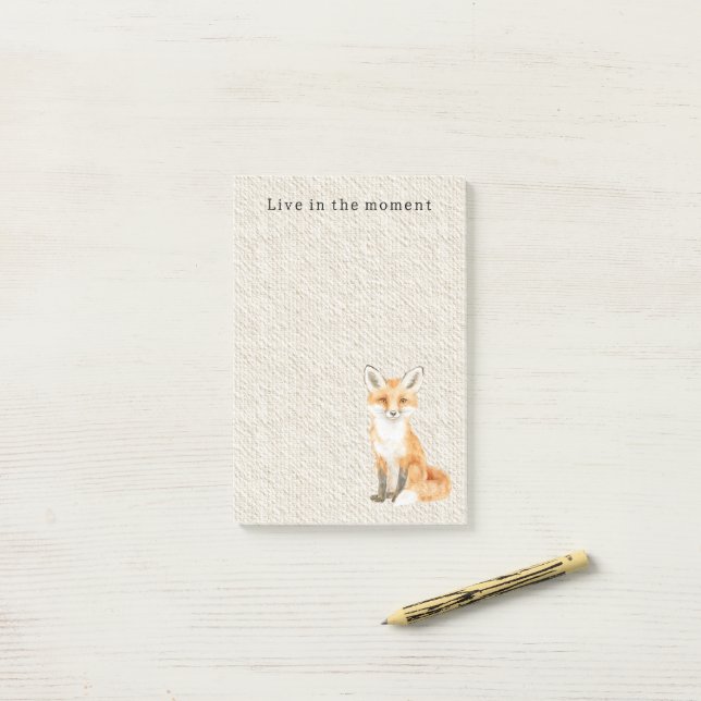 Cream Cute Sweet Orange Fox Post-it Notes (On Desk)