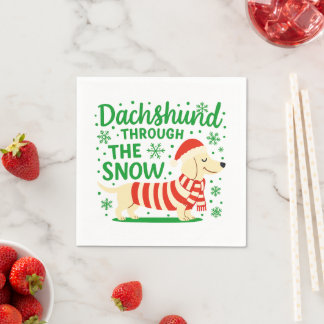 Cream Dachshund Christmas Napkins
