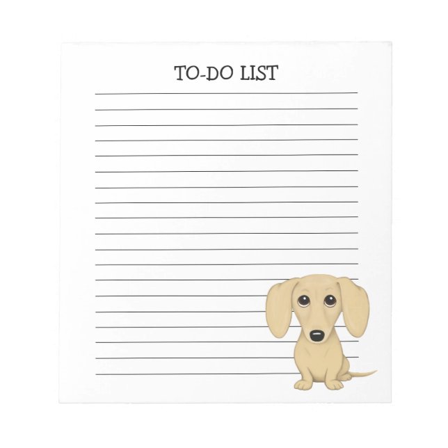 Cream Dachshund | Cute Cartoon Wiener Dog Lined Notepad (Front)