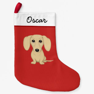 Cream Dachshund English Cream Wiener Dog Doxie Small Christmas Stocking