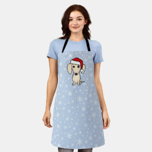 Cream Dachshund Santa Cute Christmas Dog Holiday Apron