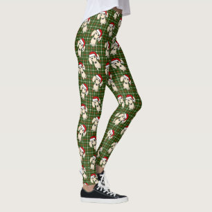 Cream Dachshund Santa Cute Christmas Dog Holiday Leggings