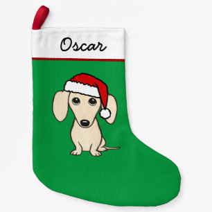 Cream Dachshund Santa Cute Wiener Dog Small Christmas Stocking