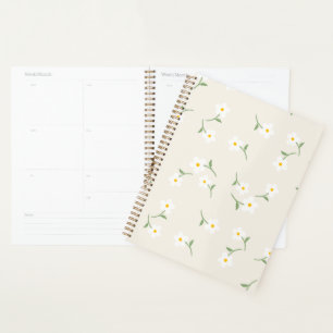 Cream Daisy Daily Planner Botanical Organisation